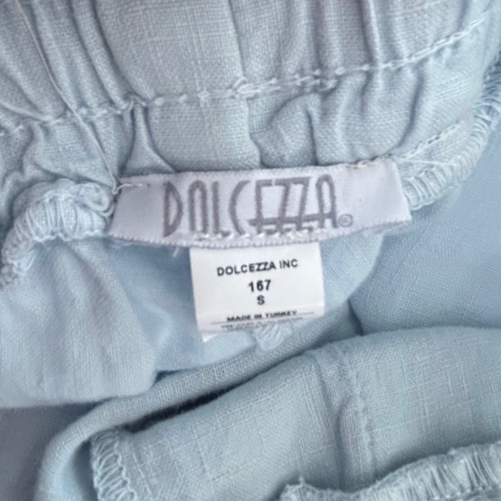 Dolcezza‎ 100% Linen Drawstring Waist Pants Lightweight Casual Blue Size Small - Picture 5 of 6